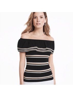WHBM Off the Shoulder Striped Top